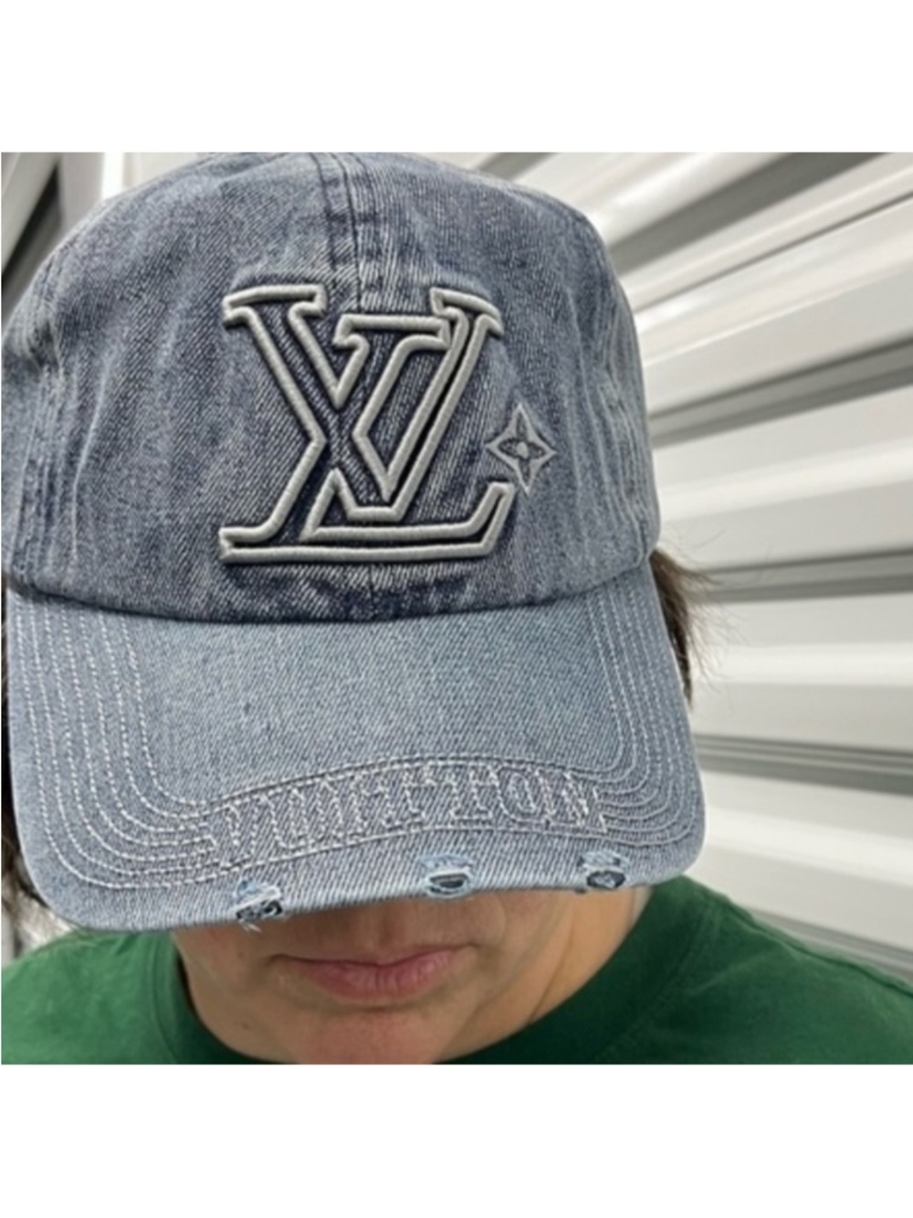 Cute fashion Denim fashion Logo Baseball Hat in Washed Blue